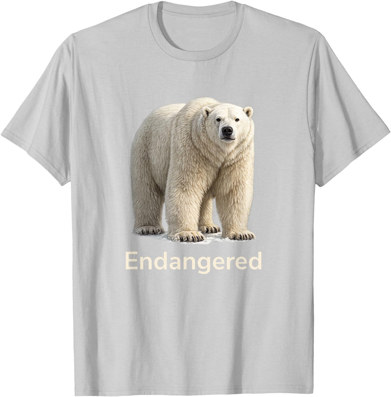 Endangered Animal Species Apparel Company Polar Bear Endangered Animal Species T-Shirt - Silver Grey
