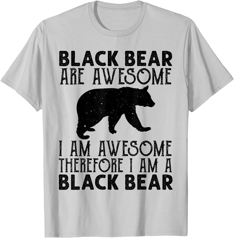 Cool American Black Bear Lovers gifts costume Black Bear Tee Funny American Bear Lover Animal T-Shirt - Silver Grey
