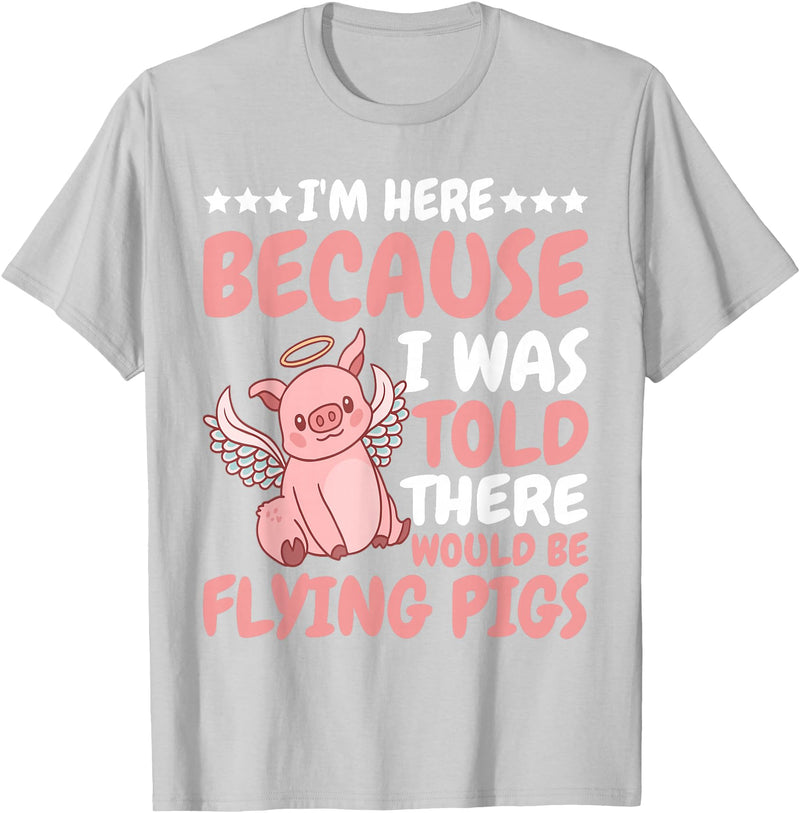 Flying Pigs FH I'm Here Because I Was Told There Would Be Flying Pigs |- T-Shirt - Silver Grey