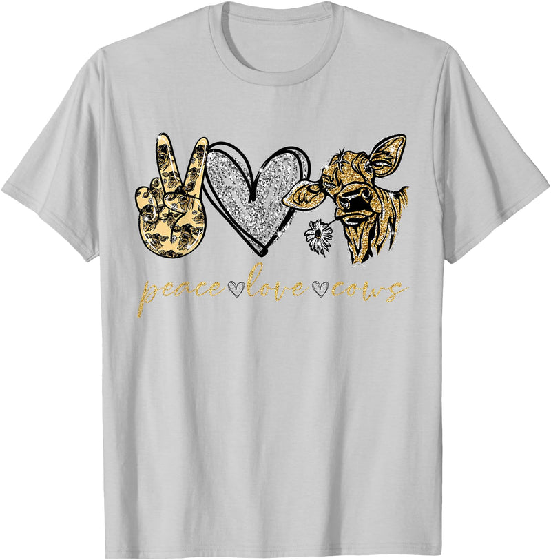 Funny Peace Love Cow - Cow Lover GiftT-Shirt Funny Peace Love Cow - Cow Lover Gift T-Shirt - Silver Grey