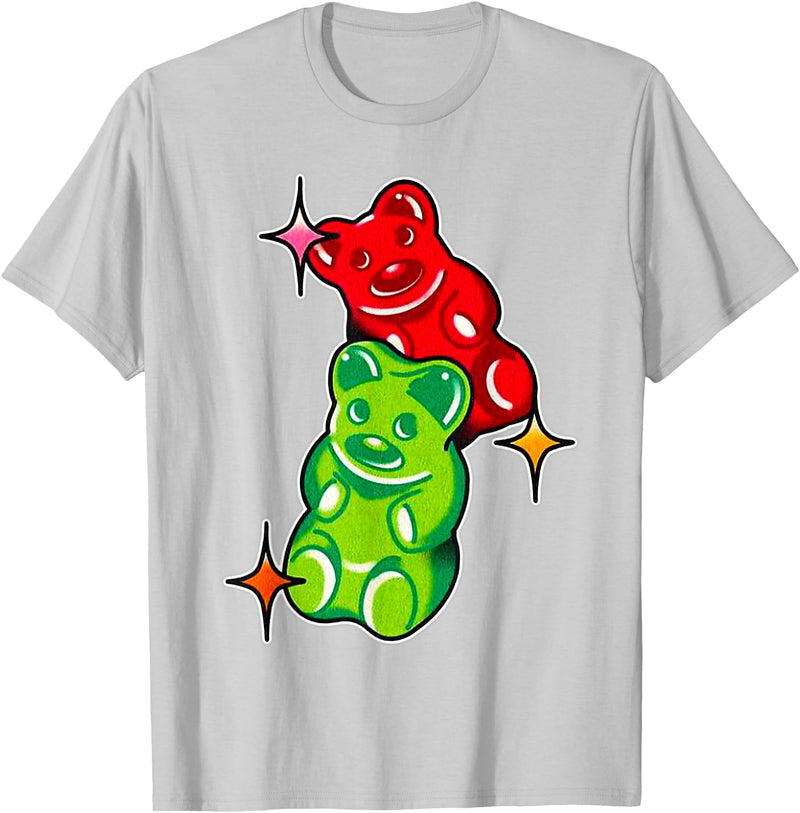 Urban Empyre Gummy Bear Candy Red Green T-Shirt - Silver Grey