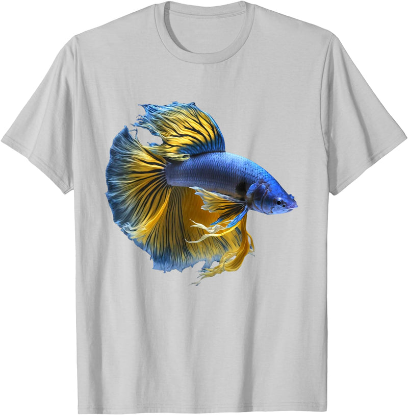 click here for better Fishing tees Yellow & blue Siamese fighting Betta fish Aquarium Owner T-Shirt - Silver Grey