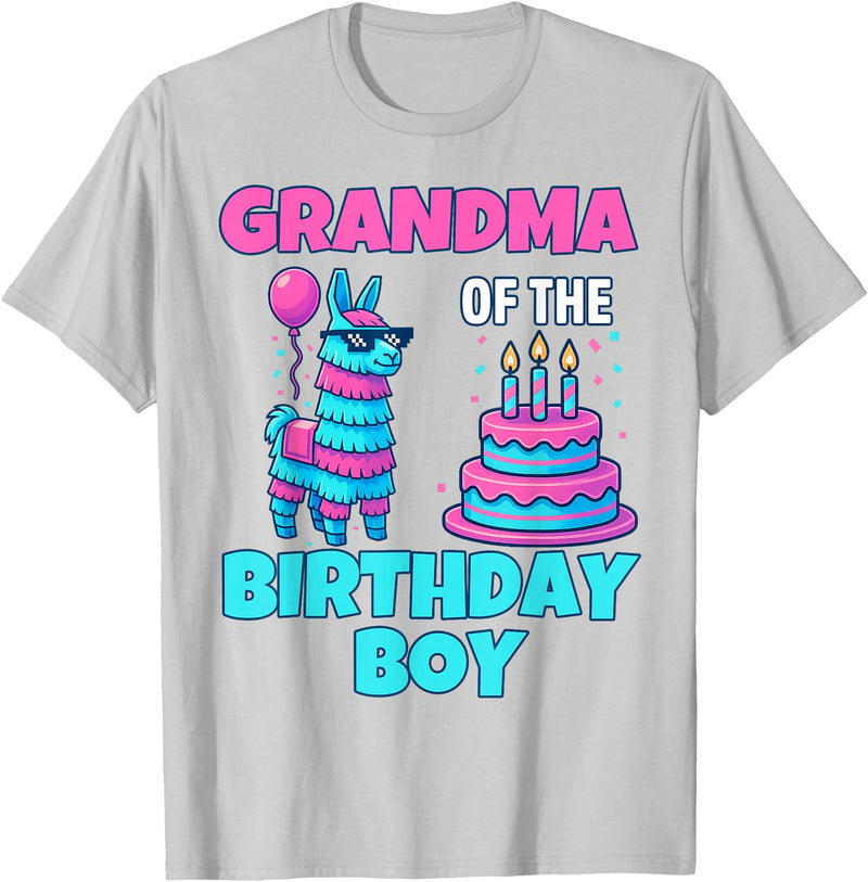 gaming gamer Birthday Llama Pinata Family Apparel grandma Birthday Boy Llama Pinata Party family mathing women T-Shirt - Silver Grey