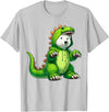 Scary Polar Bear Dinosaur Halloween Lazy Costume Polar Bear Wearing Dinosaur Costume Halloween Cosplay T-Rex T-Shirt - Silver Grey