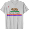 CALIFORNIA STATE FLAG LGBTQ GAY PRIDE RAINBOW TEES CALIFORNIA STATE FLAG BEAR LGBTQ GAY PRIDE RAINBOW PARADE T-Shirt - Silver Grey