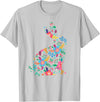 Floral Easter Women Girls Easter Bunny Spring Flowers Rabbit T-Shirt in Silver Grey