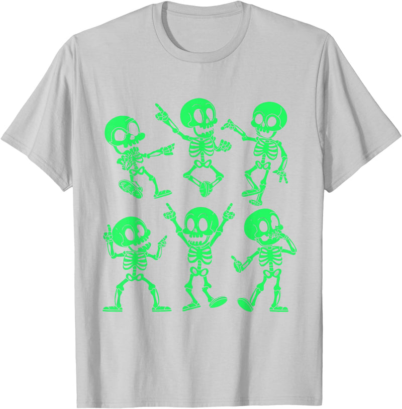 Dancing Skeletons by AlphaONE Dancing Skeletons Dance Challenge Girl Boys Kids Halloween T-Shirt - Silver Grey