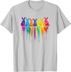 Vibrant Rainbow Bunnies Dripping Colors Easter T-Shirt in Silver Grey