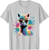 Funny Llama Lover Graphics Funny Llama Alpaca with Sunglasses Animal Graphic T-Shirt - Silver Grey