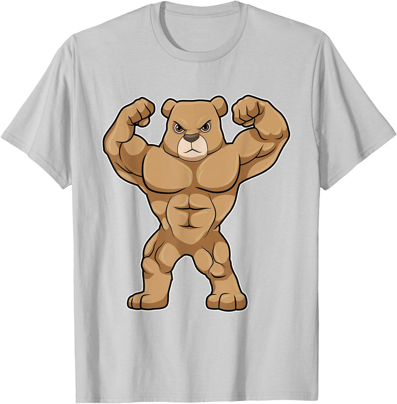 Snabdesign84 Bear Bodybuilder Bodybuilding Sports T-Shirt - Silver Grey