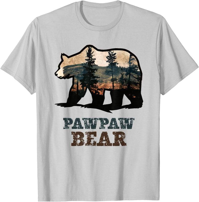 PawPaw Grandpa Fathers Day Birthday Christmas Gift PawPaw Bear Vintage Retro Funny Paw-Paw T-Shirt - Silver Grey