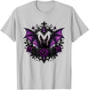 Gothic Purple Bat Roses Dark Aesthetic Halloween Vampire Bat with Purple Roses Gothic Halloween T-Shirt - Silver Grey