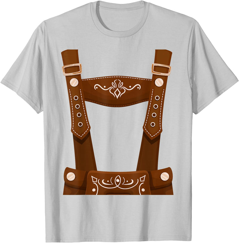 Bavarian Oktoberfest Halloween Costume Oktoberfest Costume Halloween Lederhosen T-Shirt - Silver Grey