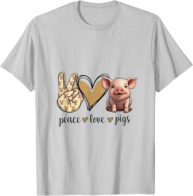Funny Peace Love Cute Show Pig Lover Peace Love Cute Show Pig Lover T-Shirt - Silver Grey