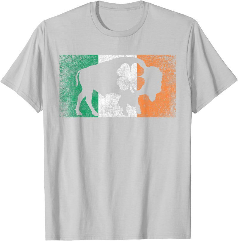 Buffalo - Saint Paddys Funny Ireland Flag Buffalo - Shamrock St. Patrick's Day Irish Flag T-Shirt - Silver Grey