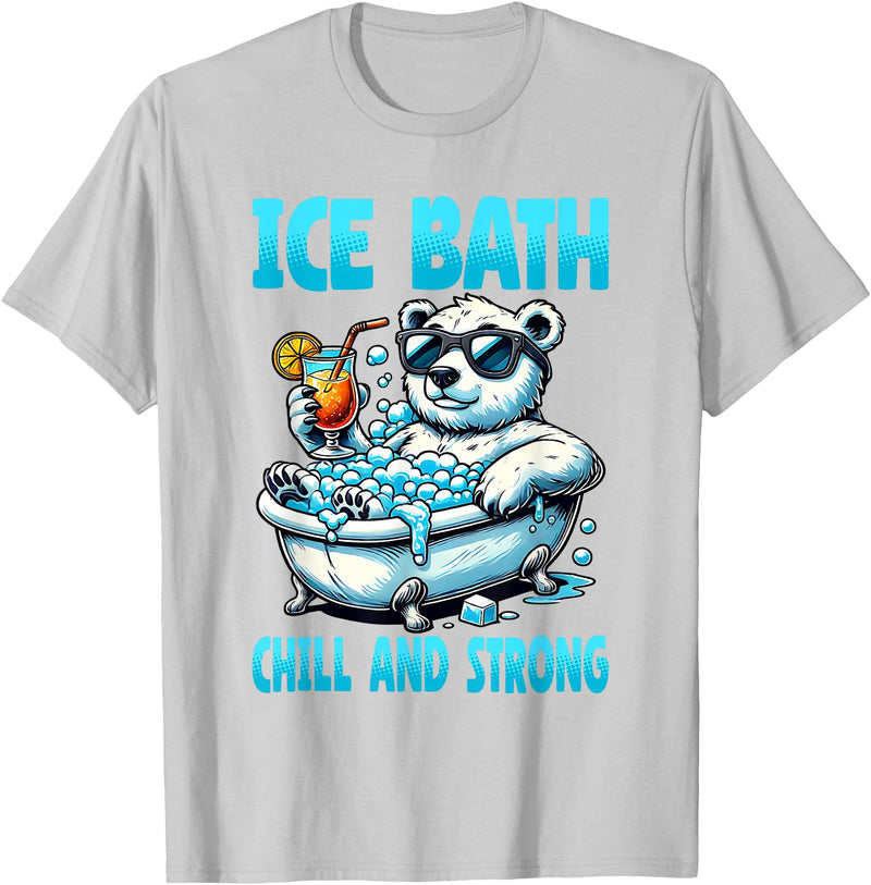 Ice Bath Cold Plunge Polar Bear Recovery Gym Tub Ice Bath Chill and Strong Cold Plunge Recovery Polar Bear T-Shirt - Silver Grey