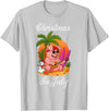 Cute Funny Pig Christmas Xmas Summer Vacation Gift Christmas In July Cute Pig Funny Summer Vacation Beach Vibes T-Shirt - Silver Grey