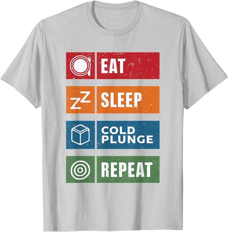 Polar Bear Plunge Cold Plunge Tub Accessories Eat Sleep Cold Plunge Repeat Funny Ice Bath Enthusiast Men T-Shirt - Silver Grey