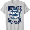 River Beautiful Day Beware Sea Bear Attack T-Shirt - Silver Grey