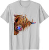 SHiRLeY MacARTHuR HiGHLaND CoW PRiNT ANiMaL PRiNT ' SuGaR LuMP ' T-Shirt - Silver Grey