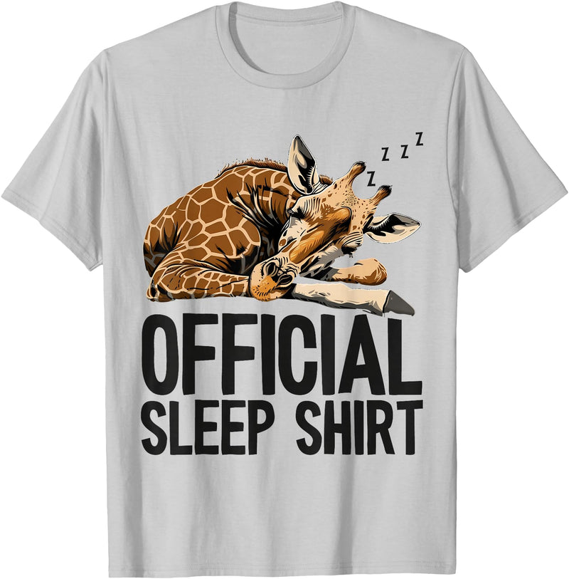Sleeping Giraffe - Official Sleep Apparel Giraffe Sleeping Funny Official Sleep T-Shirt - Silver Grey