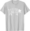 BBQ T-Shirts: Pig Cuts Barbecue and Grilling T-Shirt T-Shirt - Silver Grey
