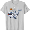 Orca Skeleton Halloween Whale Apparel Co. Skeleton Riding Mummy Orca Halloween Candy Whale T-Shirt - Silver Grey