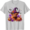 Cute and Funny Halloween Gifts Halloween Highland Cow Pumpkin Witchy Bat T-Shirt - Silver Grey