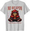 Christian Streetwear Teddy Bear Faith Sayings NO Weapon Hip Hop Praying Teddy Bear Christian Isaiah 57 14 T-Shirt - Silver Grey
