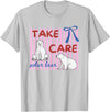 Last day of School Teacher Team Tee Pink Striped Take Care Polar Bear End of Year Teacher Team T-Shirt - Silver Grey
