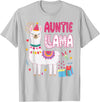 Family Matching Llama Birthday Party Supplies Auntie Llama Aunt Of The Birthday Boy Girl Llama Birthday T-Shirt - Silver Grey