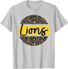 Lions School Spirit Leopard Print Yellow T-Shirt - Silver Grey