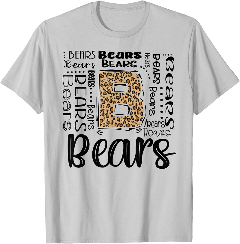 School & Teacher Apparel Teeready - Back To School Bears School Sports Fan Team Spirit Vintage T-Shirt - Silver Grey