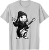 Cute Easter Bunny Rabbit Rock Guitar Music Player Animal T-Shirt in Silver Grey