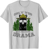LaLa Designs Only You Can Prevent Drama Llama Forest Camping Smokey T-Shirt - Silver Grey