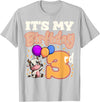 Cow Birthday 3 Party Farmyard Apparel Cow 3rd Birthday Party Balloons Moo Farm Animal Vet Barn T-Shirt - Silver Grey