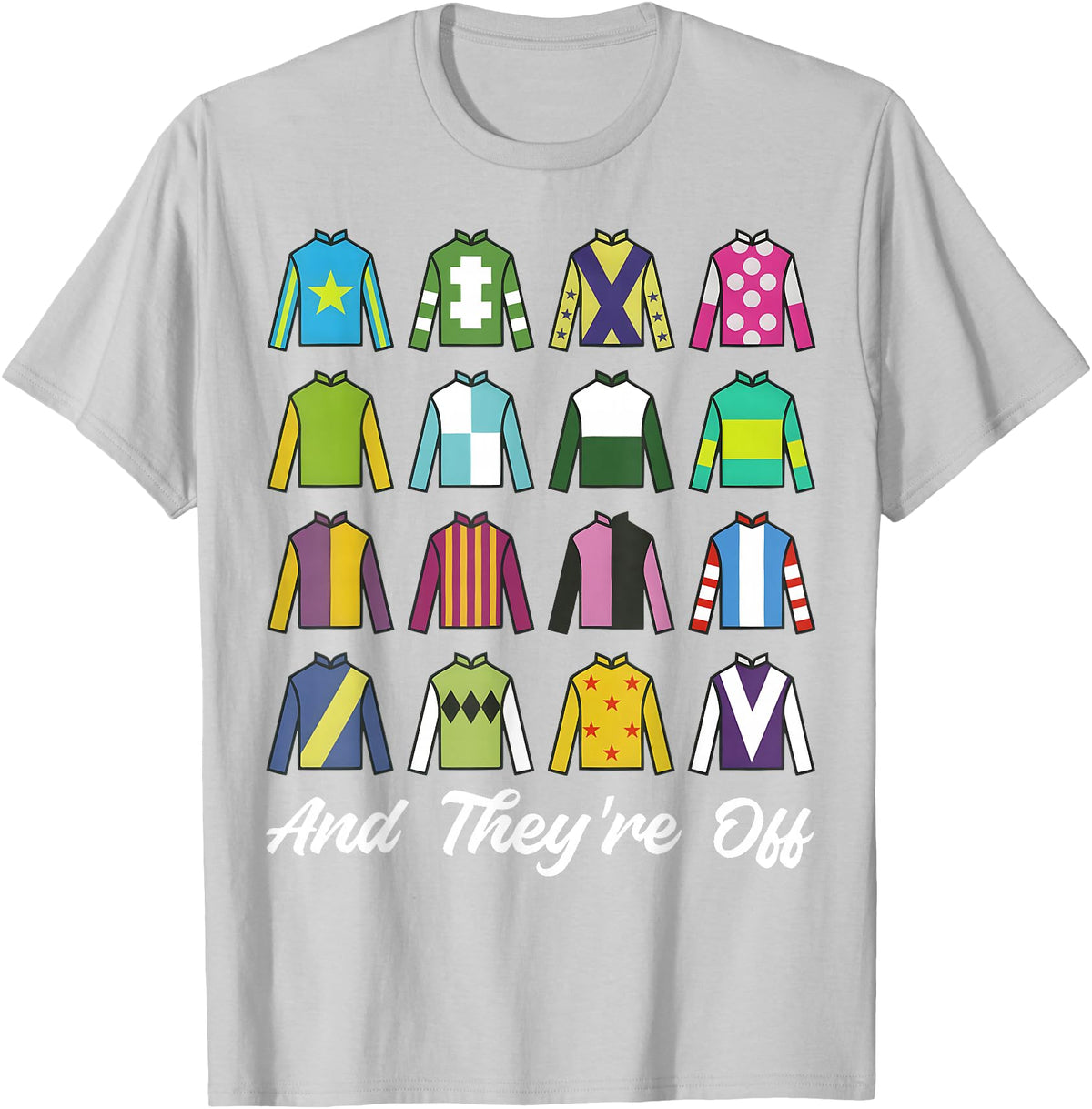 Funny Horse Racing Derby Day Men Women Race Tees and They're Off Horse Racing Derby Day Funny Men Women T-Shirt - Silver Grey
