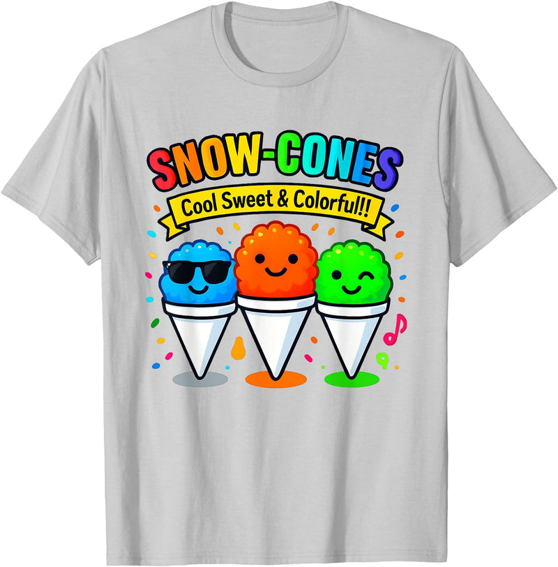 Halloween Shirts By HustlaGirl Snow Cones Cold Sweet and Colorful T-Shirt - Silver Grey