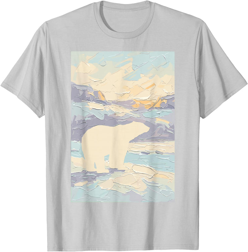 Polar Art Wildlife Nature Fan Club Ice Polar Bear Arctic Painting Wildlife Nature Lover Art Kids T-Shirt - Silver Grey