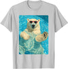 Pool Party Summer Animals Designs Funny Polar Bear with Sunglasses Summer Animal Swimming T-Shirt - Silver Grey