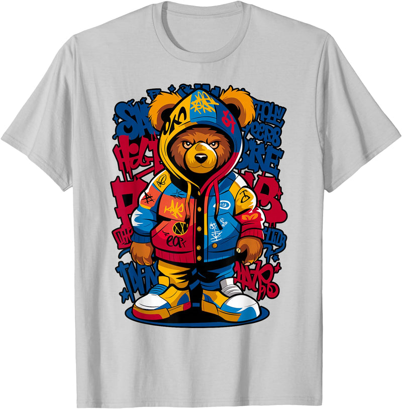 Magical and Funny Teddy Bear lover Gifts Hip Hop Teddy Bear Rap Music T-Shirt - Silver Grey