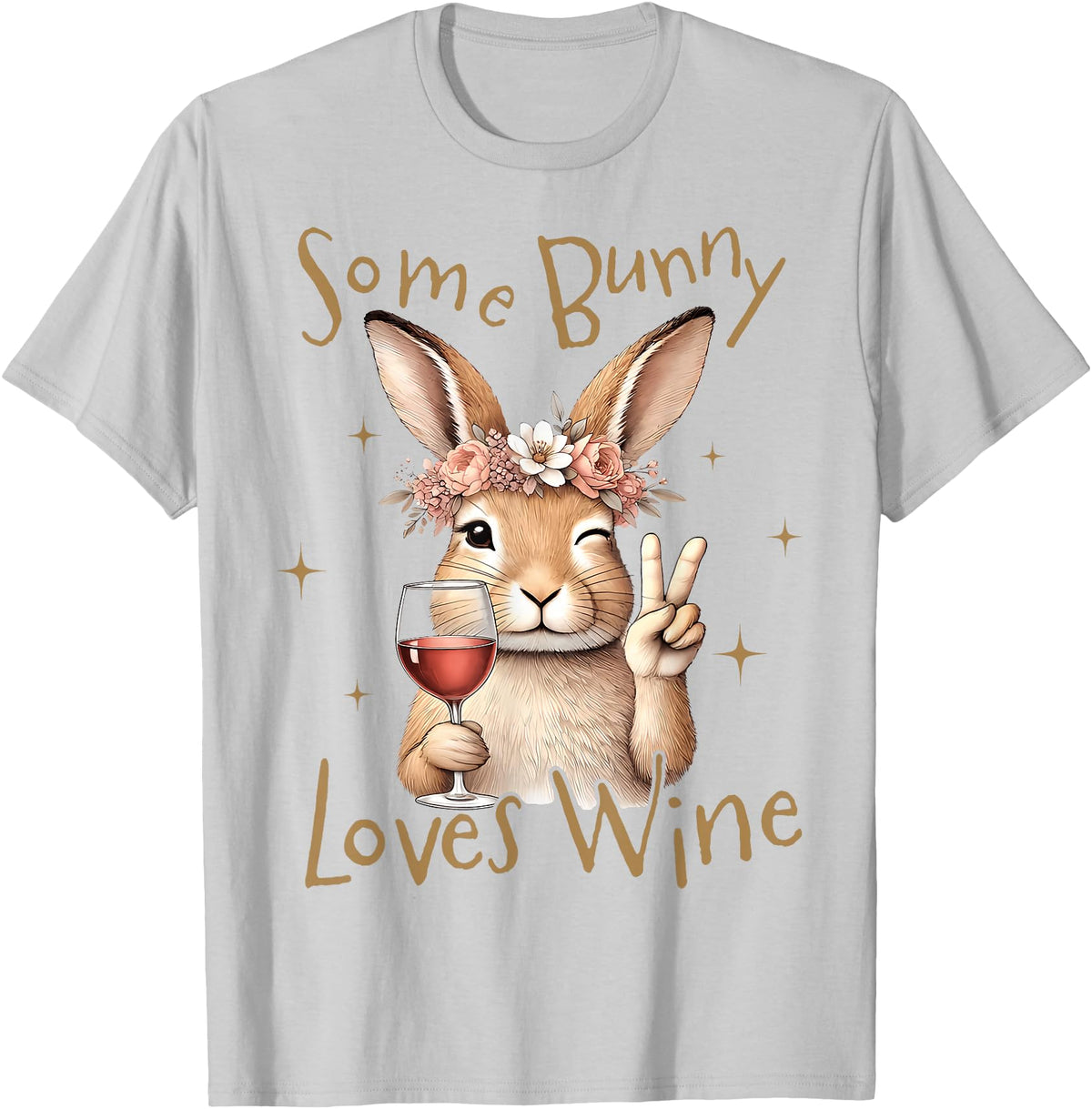 Cute Rabbit Lover Bunny Graphic T-Shirt (Navy Blue) in Silver Grey