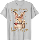 Cute Rabbit Lover Bunny Graphic T-Shirt (Navy Blue) in Silver Grey
