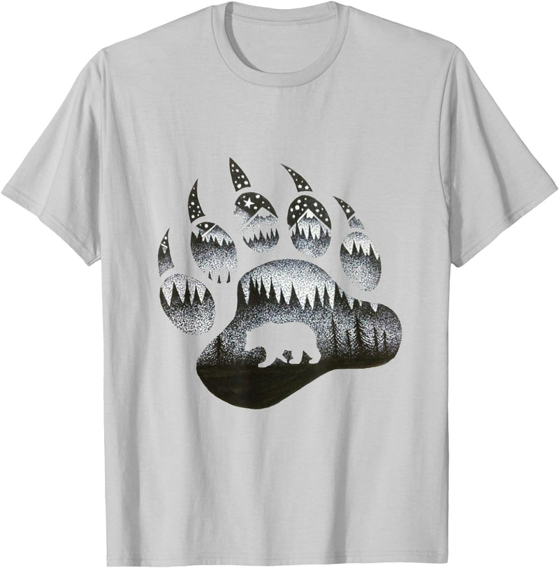 One Nature Designs Touching Ghost of the Spirit Bear Paw T Shirt T-Shirt - Silver Grey
