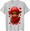 Coquette Bow Highland Cow Valentine Women Girls. Highland Cow Valentines Day Funny Hearts Valentine Cow Women T-Shirt -
