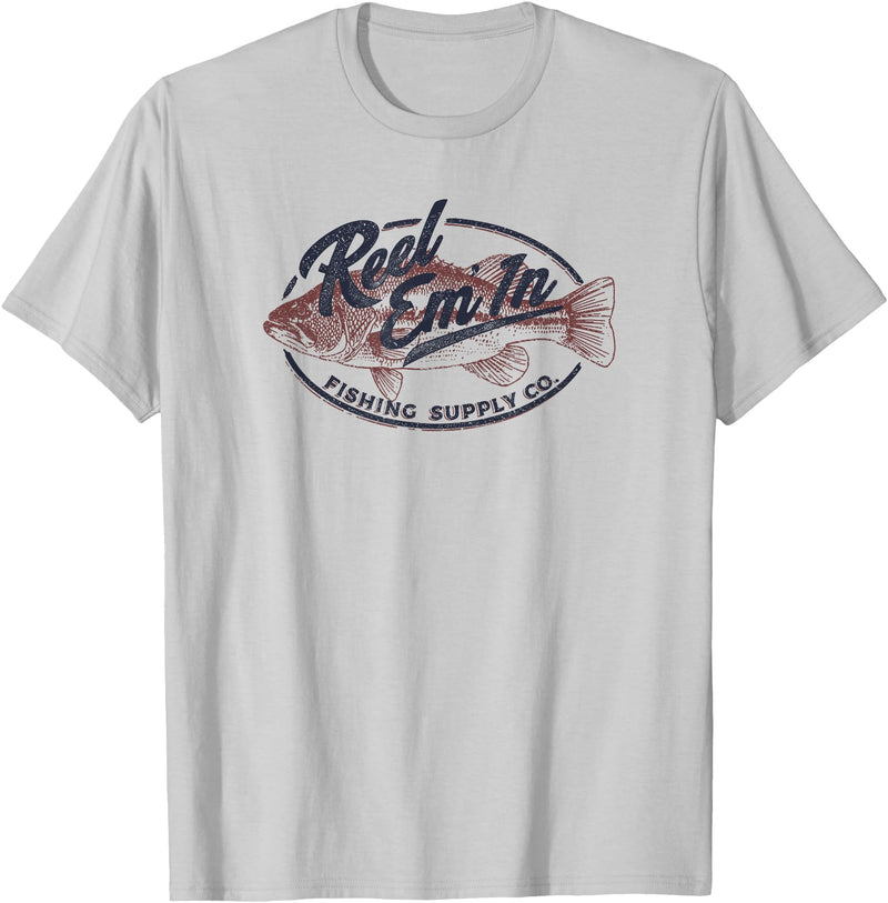 Trendy Apparel Trendy Reel Em' In Fishing Supply Co. Logo T-Shirt - Silver Grey