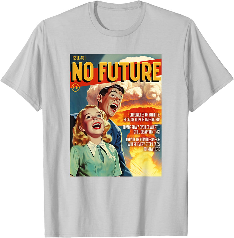 Last Gasp Graphics No Future 1950s Horror Comic Cover T-Shirt - Silver Grey