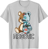 Robot Bear Machine Funny Bear Robot Robotic Cuddling Cyborg T-Shirt - Silver Grey