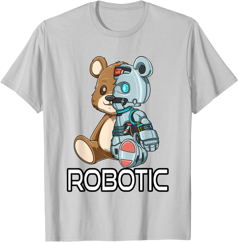 Robot Bear Machine Funny Bear Robot Robotic Cuddling Cyborg T-Shirt - Silver Grey