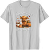 Boho Cowgirl Fall Y'all Gifts T Shirts & Hoodies Womens Pumpkin Spice & Everything Nice Highland Cow Lover T-Shirt - Silver